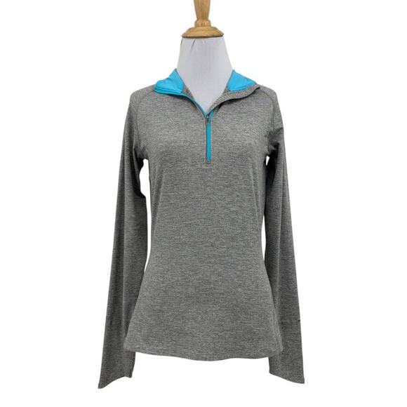Nike Top Womens Small Gray Pool Blue Dri Fit Element Half Zip Running Space Dye - Picture 1 of 13